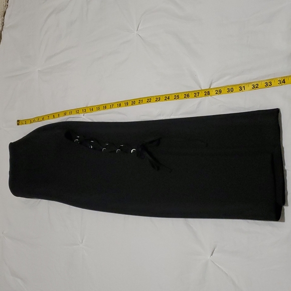 Zara Black High Waited Side Lace Slit Midi Skirt - Picture 4 of 5